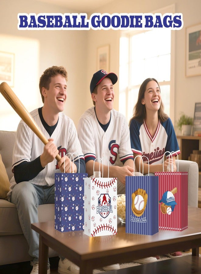 Pineraap 24Pcs Baseball Gift Bags with Handles, 8.3x5.9x3.1 In, Red Blue Baseball Party Favor Bags for Boys Girls, Sport Theme Paper Bag for Games Day, Team Snacks, Birthday Party Decor - Image 5